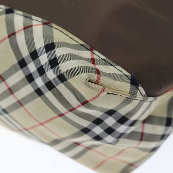 Burberrys Nova Check Blue Label Hand Bag Nylon Brown Beige Auth yb564 - Picture 15 of 16